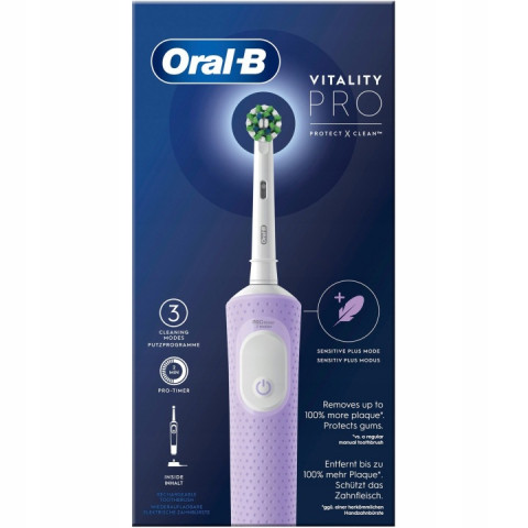Електрична зубна щітка Oral-B Vitality PRO D103 бузкового кольору з насадками