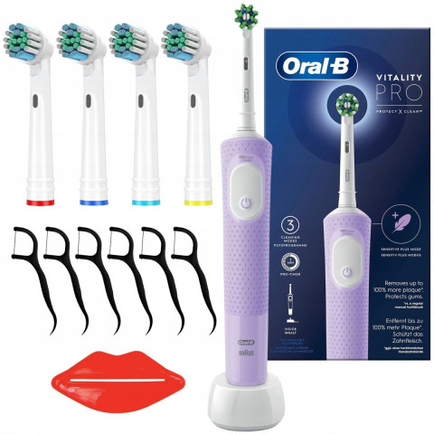 Електрична зубна щітка Oral-B Vitality PRO D103 бузкового кольору з насадками